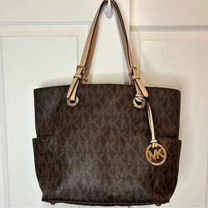 Michael Kors Jet Set Travel East West Signature Brown Tote Bag